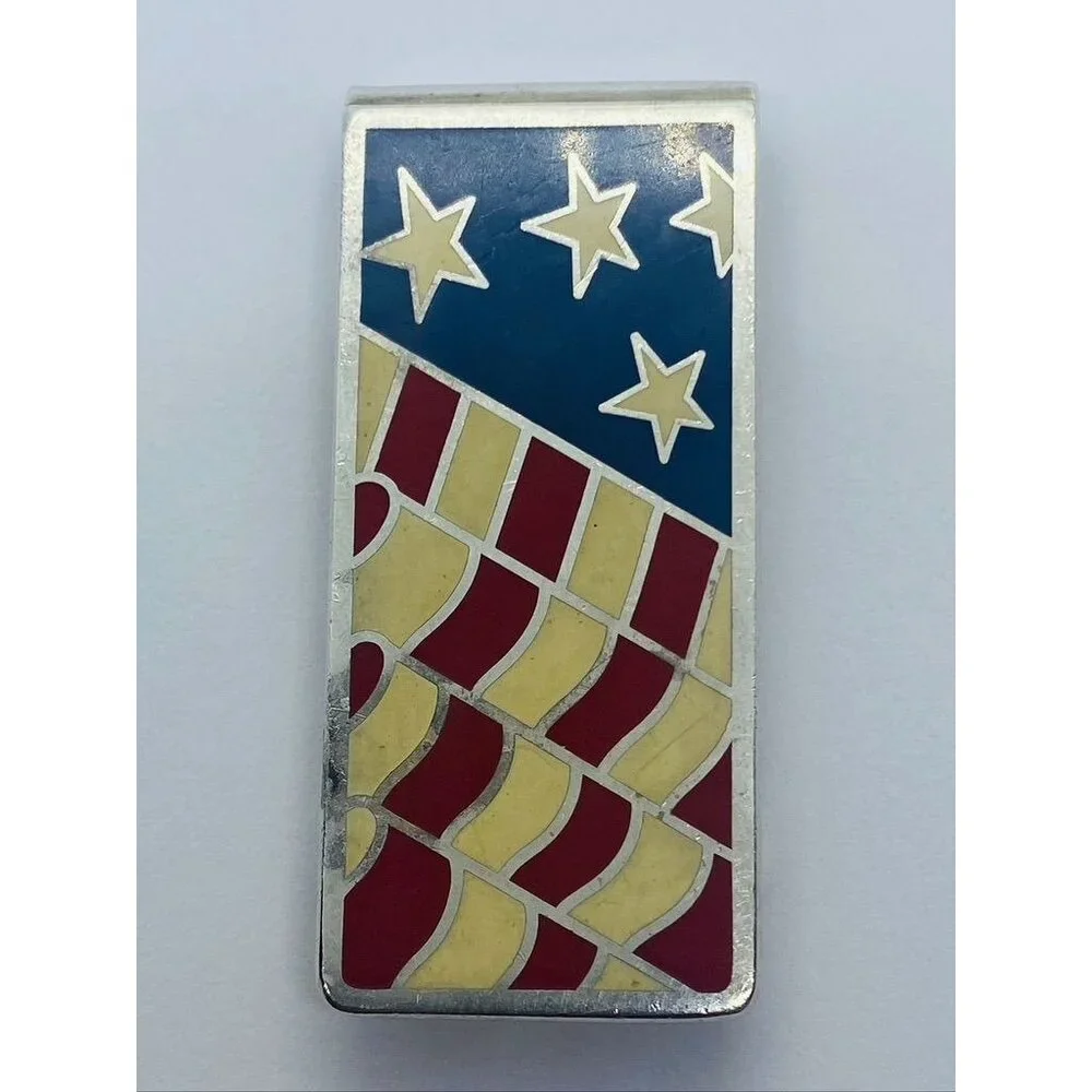 Tiffany Co Money Clip American Flag 52mm x 24mm 1994 Sterling Silver 925
